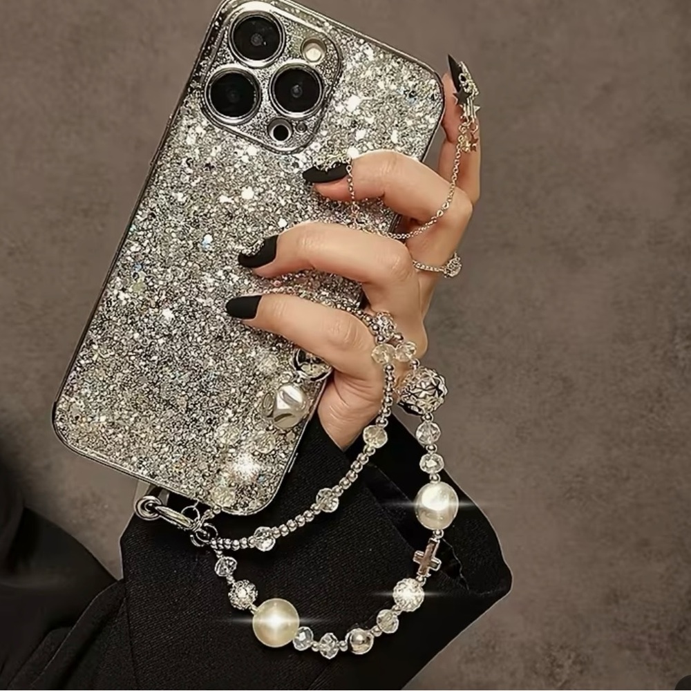 Luxury high-end crystal bead hand-held lanyard chain, phone wristlet strap